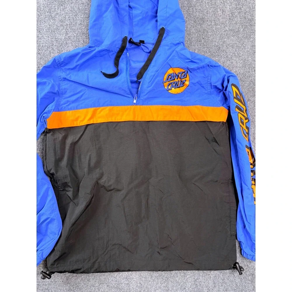 Santa Cruz Skateboards Anorak Windbreaker Jacket Mens‎ Small Blue Black Orange